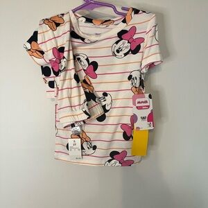 Disney Minnie Mouse Bamboo Pajama Set - Pink, Orange, and White